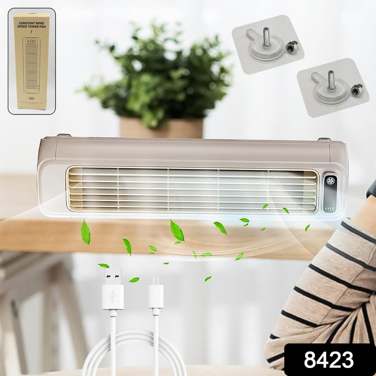 Portable Air Conditioning Cooling Fan (1 Pc With 2 Pc Adhesive Hook)